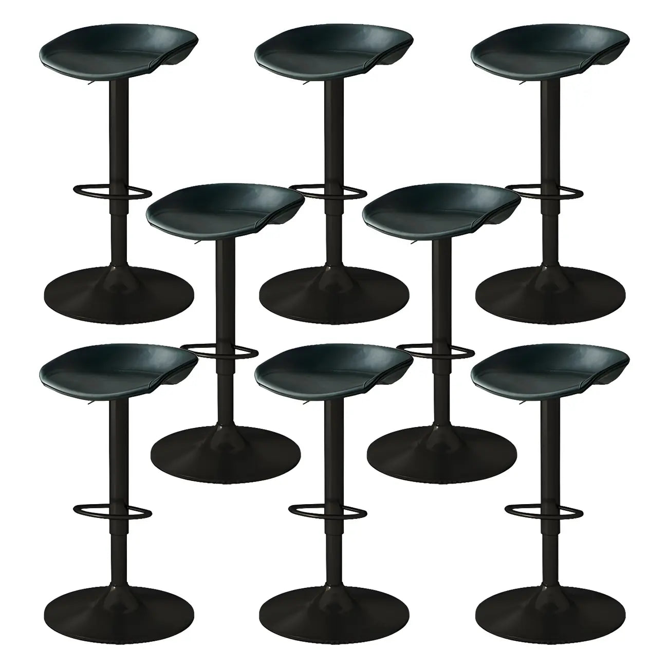 Tabouret de bar pivotant et réglable en cuir noir moderne