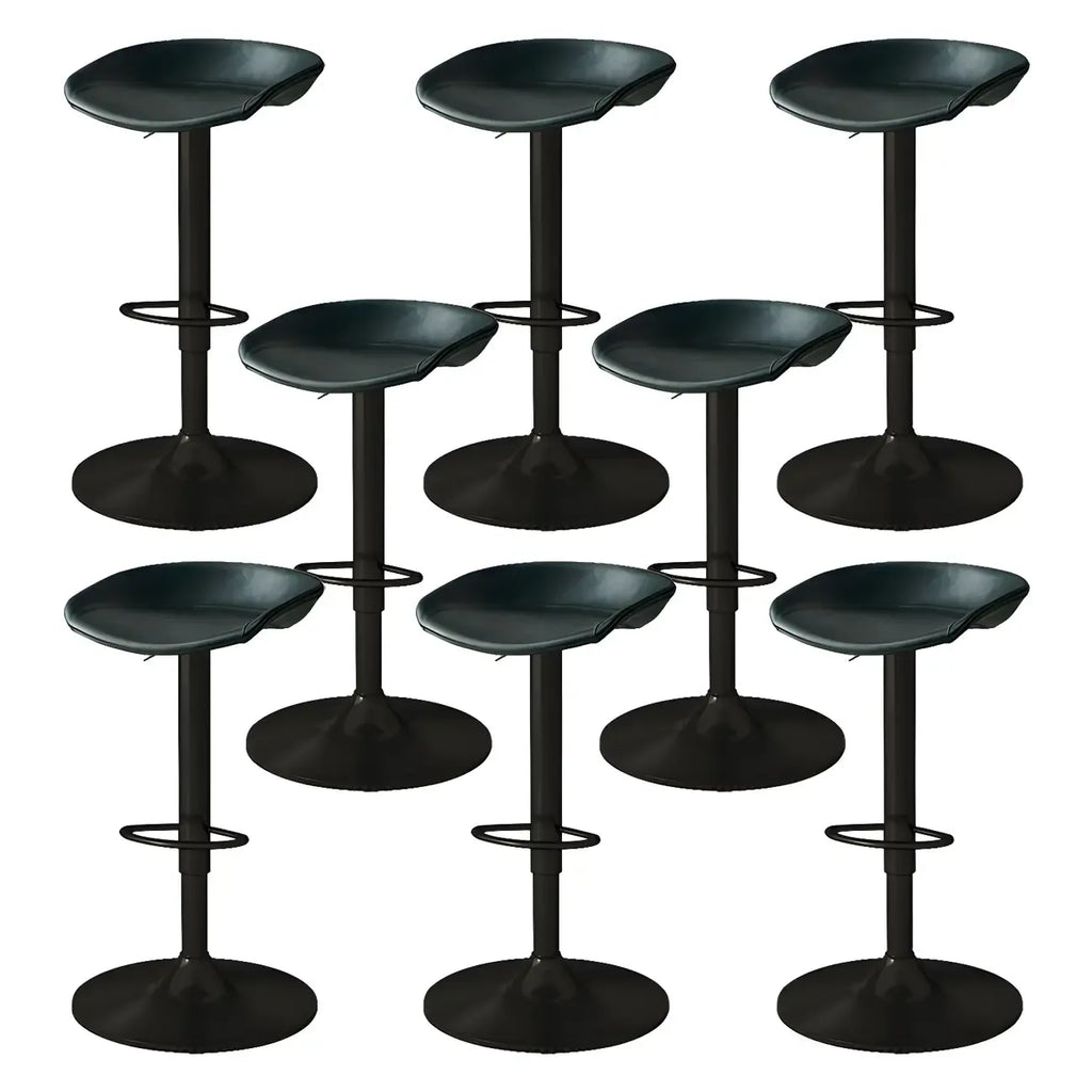 Tabouret de bar pivotant et réglable en cuir noir moderne