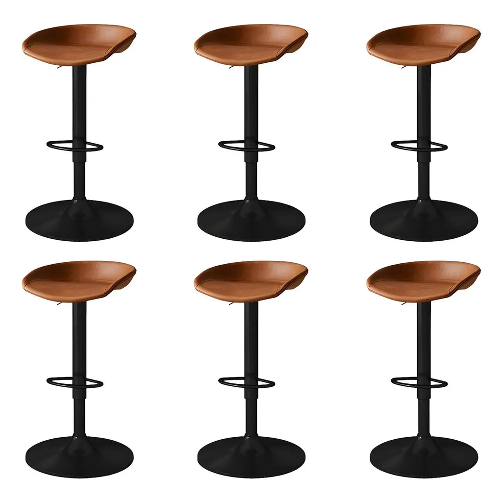 Tabouret de bar pivotant et réglable en cuir noir moderne