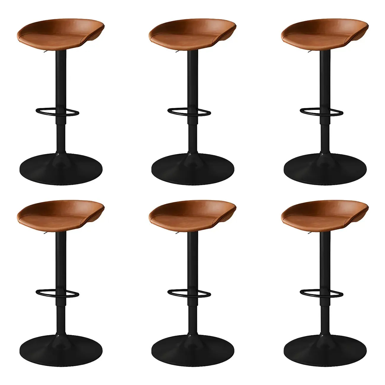 Tabouret de bar pivotant et réglable en cuir noir moderne