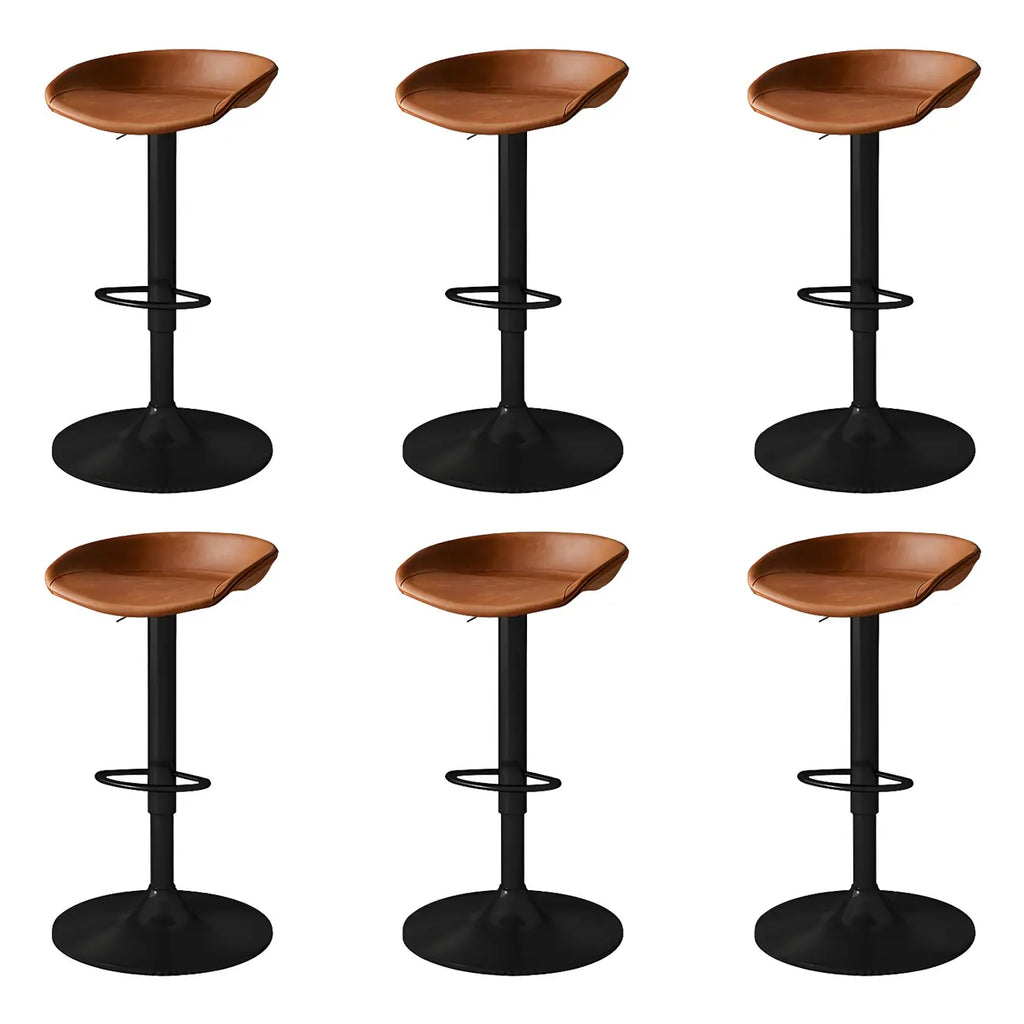 Tabouret de bar pivotant et réglable en cuir noir moderne