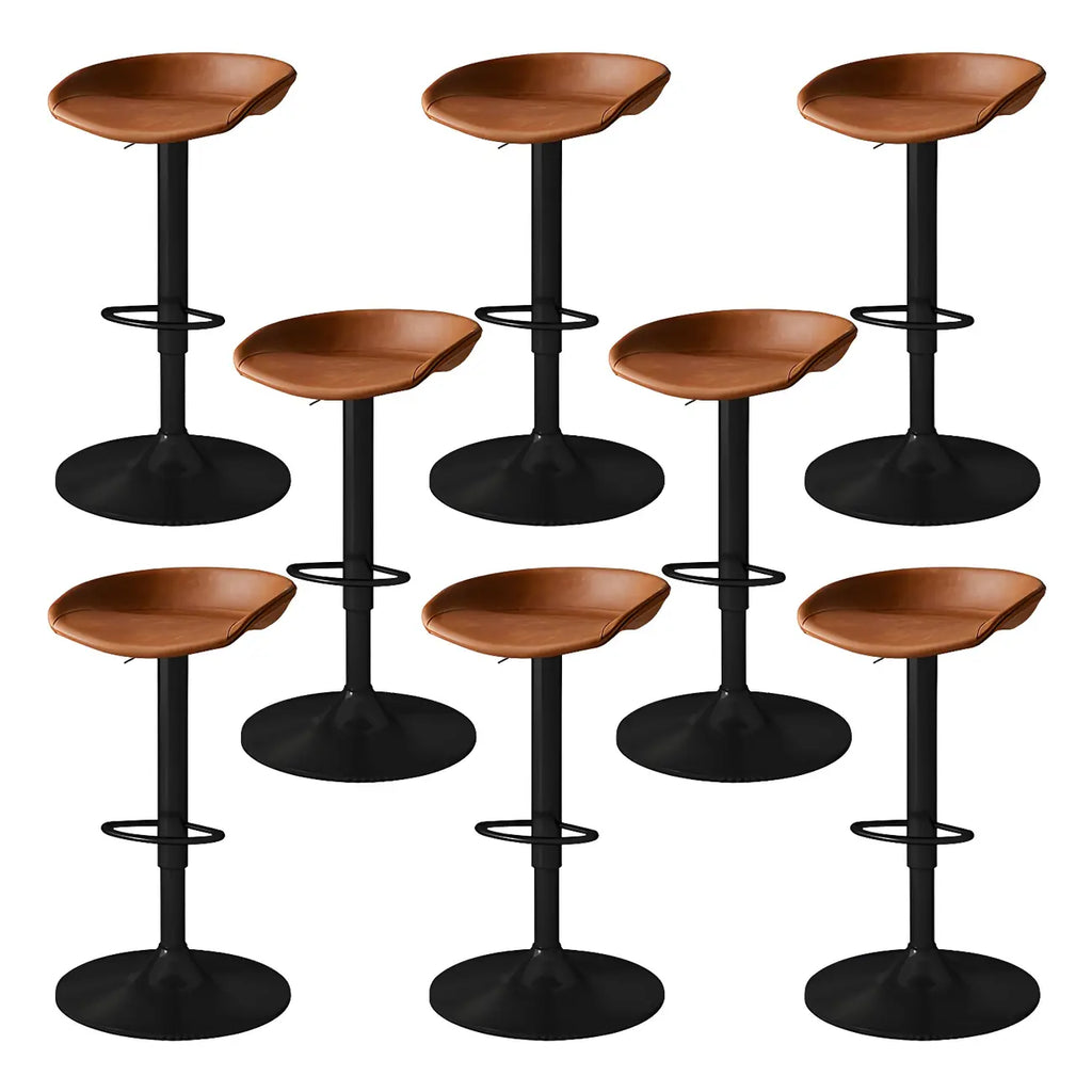 Tabouret de bar pivotant et réglable en cuir noir moderne