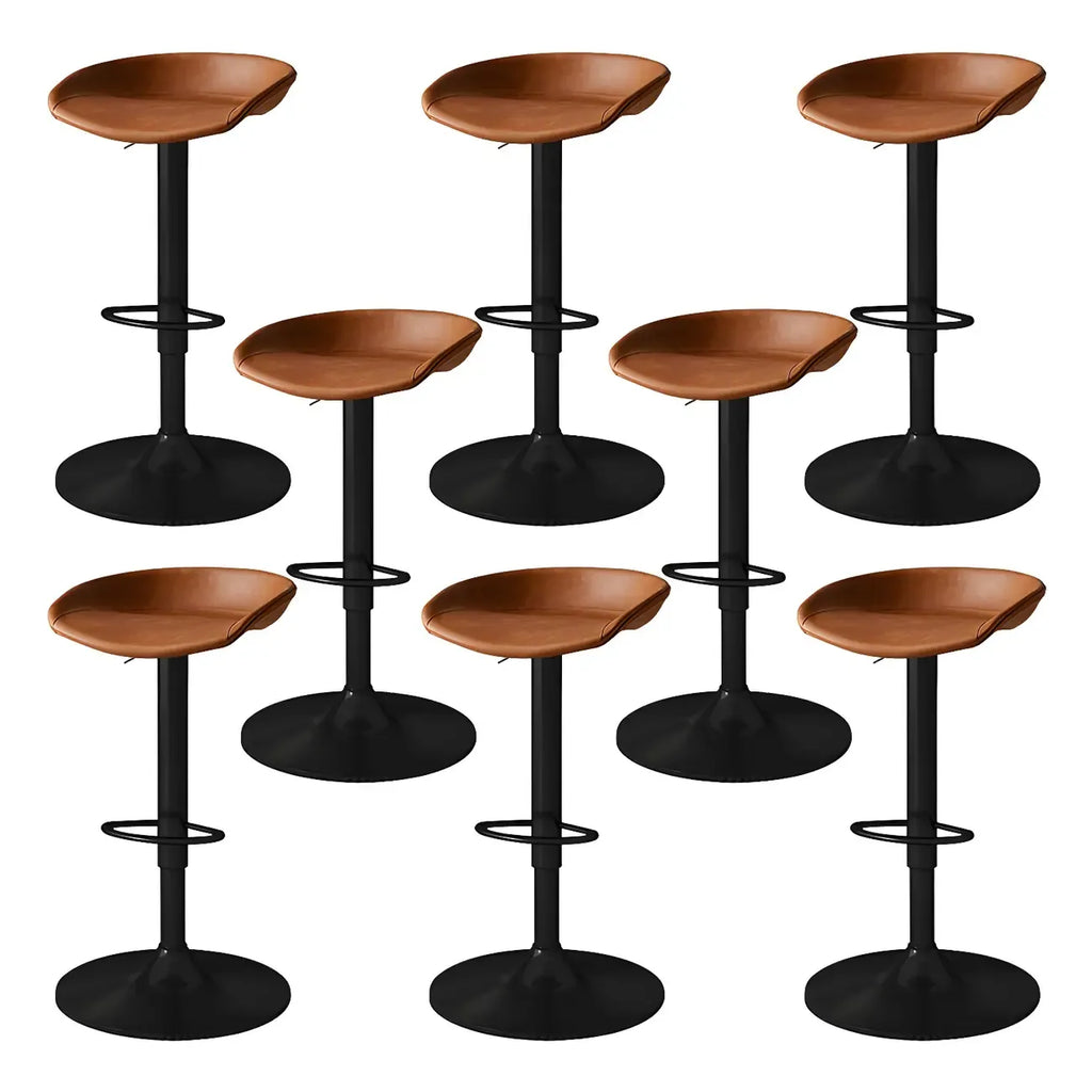 Tabouret de bar pivotant et réglable en cuir noir moderne