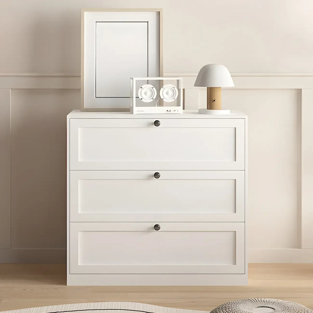 Commodes et chiffonniers élégants en acier blanc avec tiroirs pour la maison