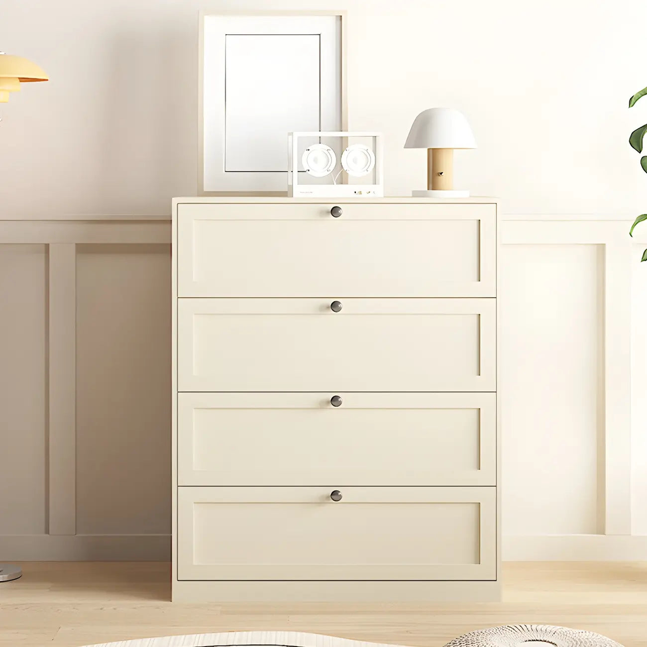Commodes et chiffonniers élégants en acier blanc avec tiroirs pour la maison