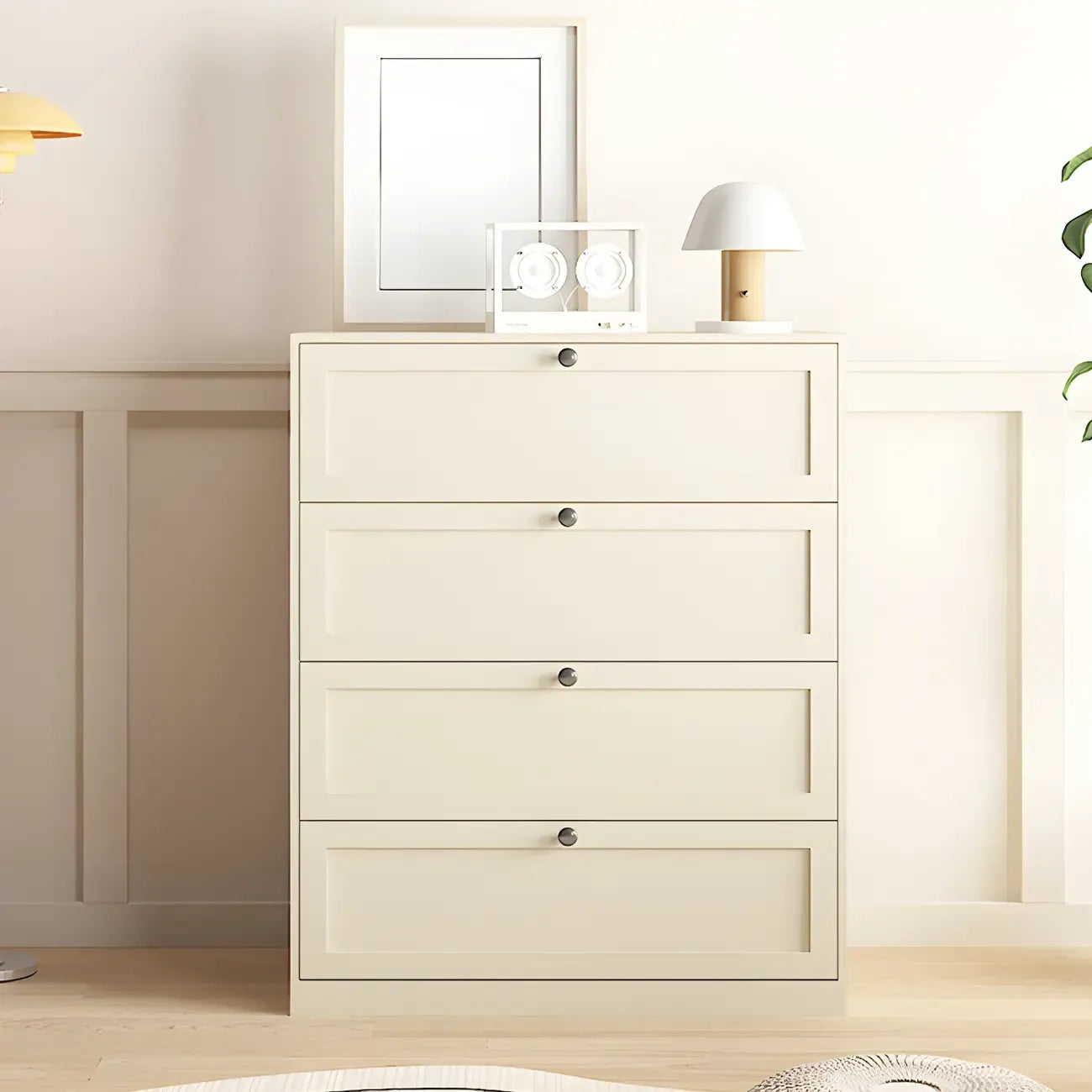 Commodes et chiffonniers élégants en acier blanc avec tiroirs pour la maison