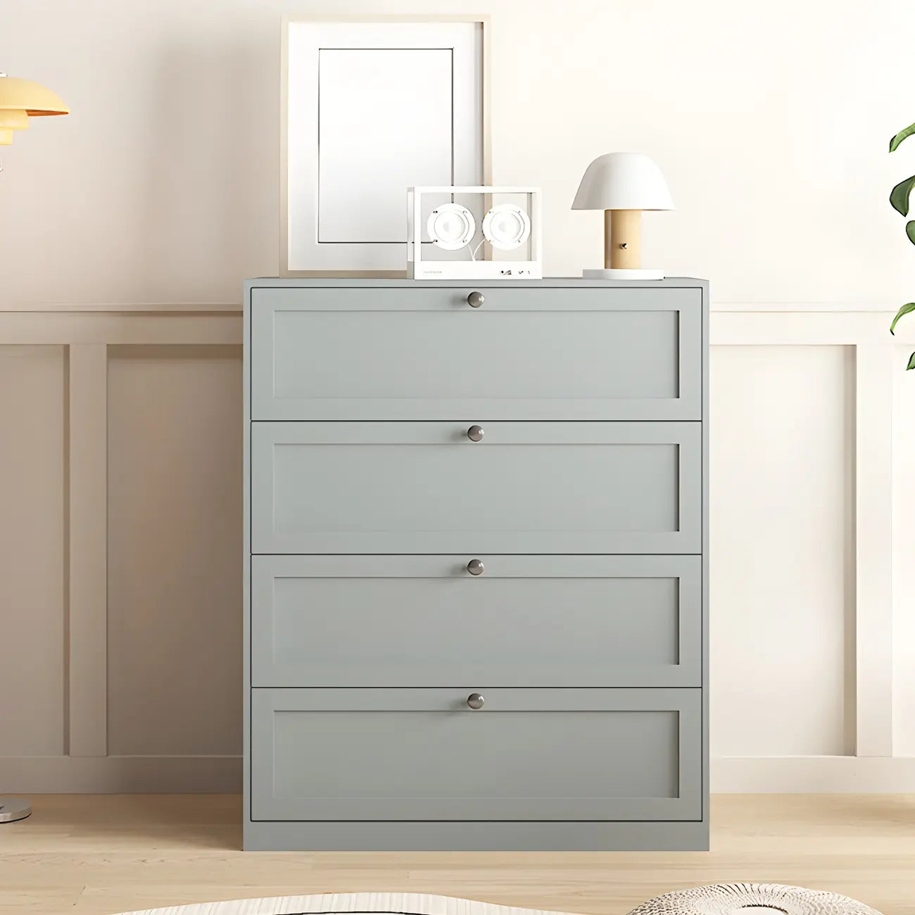 Commodes et chiffonniers élégants en acier blanc avec tiroirs pour la maison