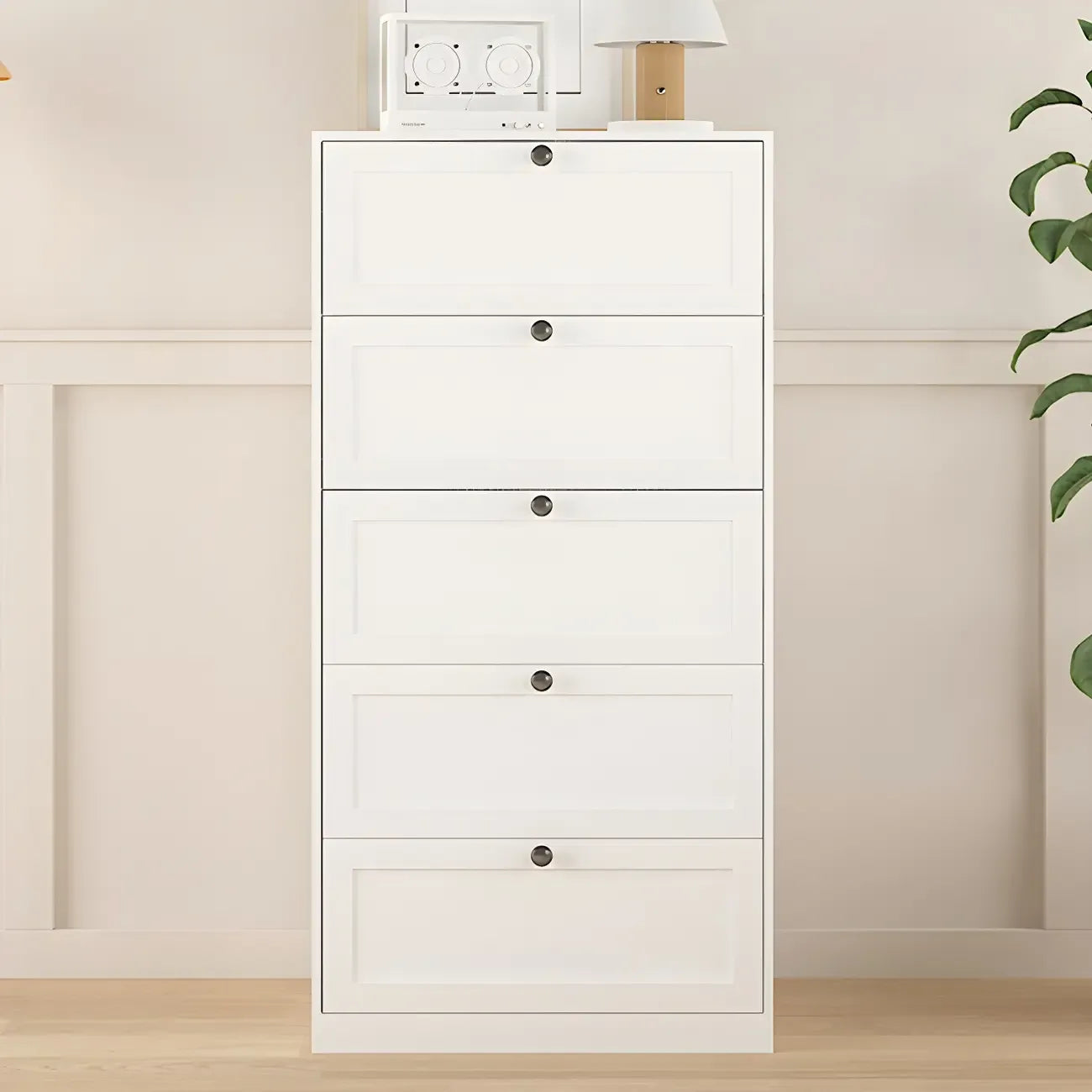 Commodes et chiffonniers élégants en acier blanc avec tiroirs pour la maison
