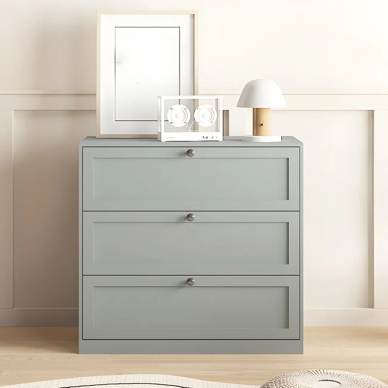 Commodes et chiffonniers élégants en acier blanc avec tiroirs pour la maison