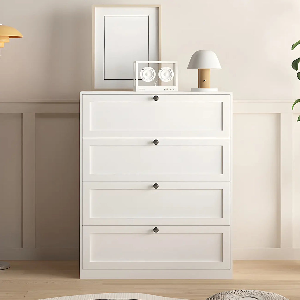 Commodes et chiffonniers élégants en acier blanc avec tiroirs pour la maison