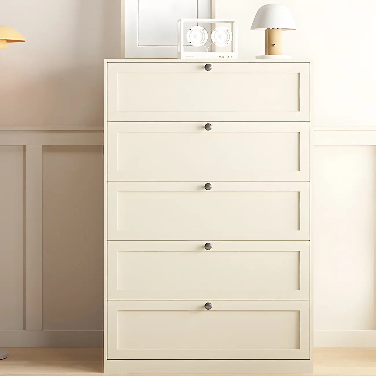Commodes et chiffonniers élégants en acier blanc avec tiroirs pour la maison