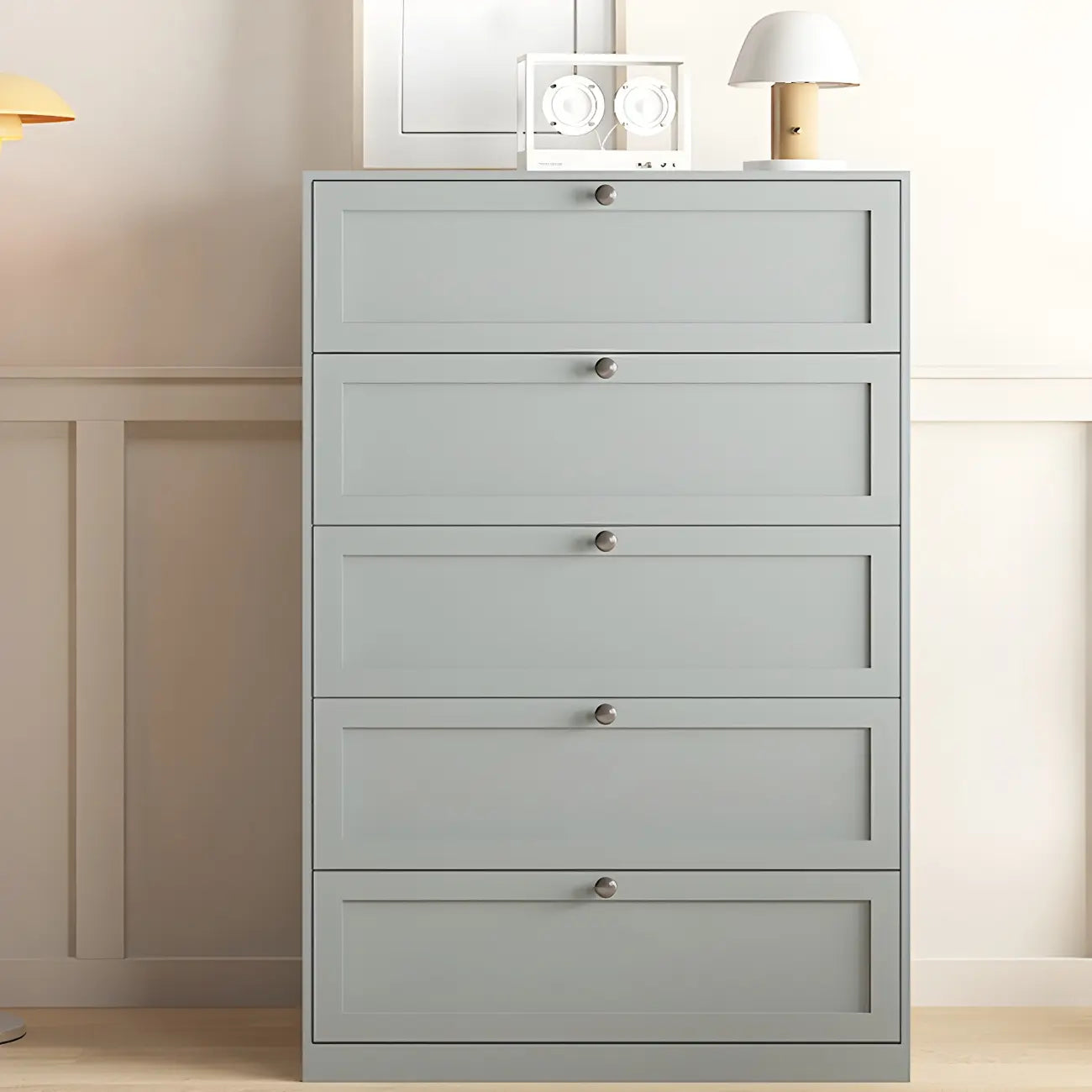 Commodes et chiffonniers élégants en acier blanc avec tiroirs pour la maison