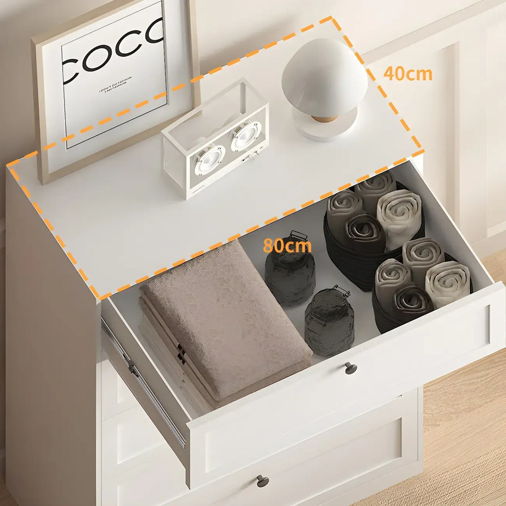 Commodes et chiffonniers élégants en acier blanc avec tiroirs pour la maison