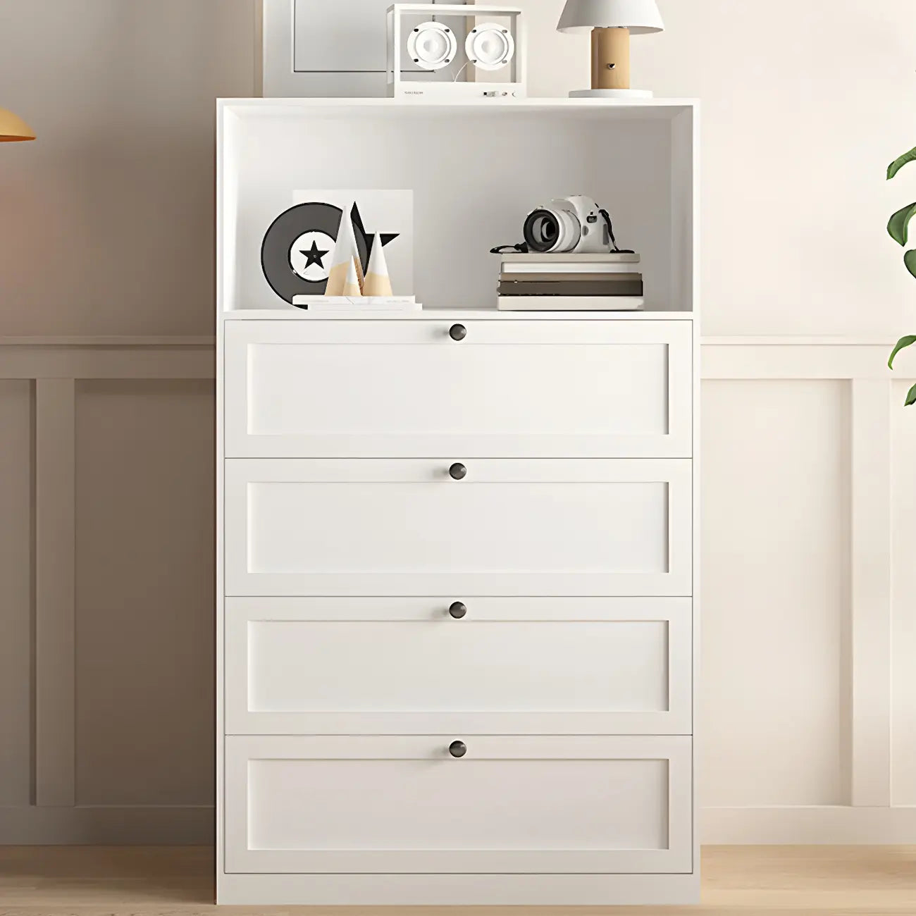 Commodes et chiffonniers élégants en acier blanc avec tiroirs pour la maison