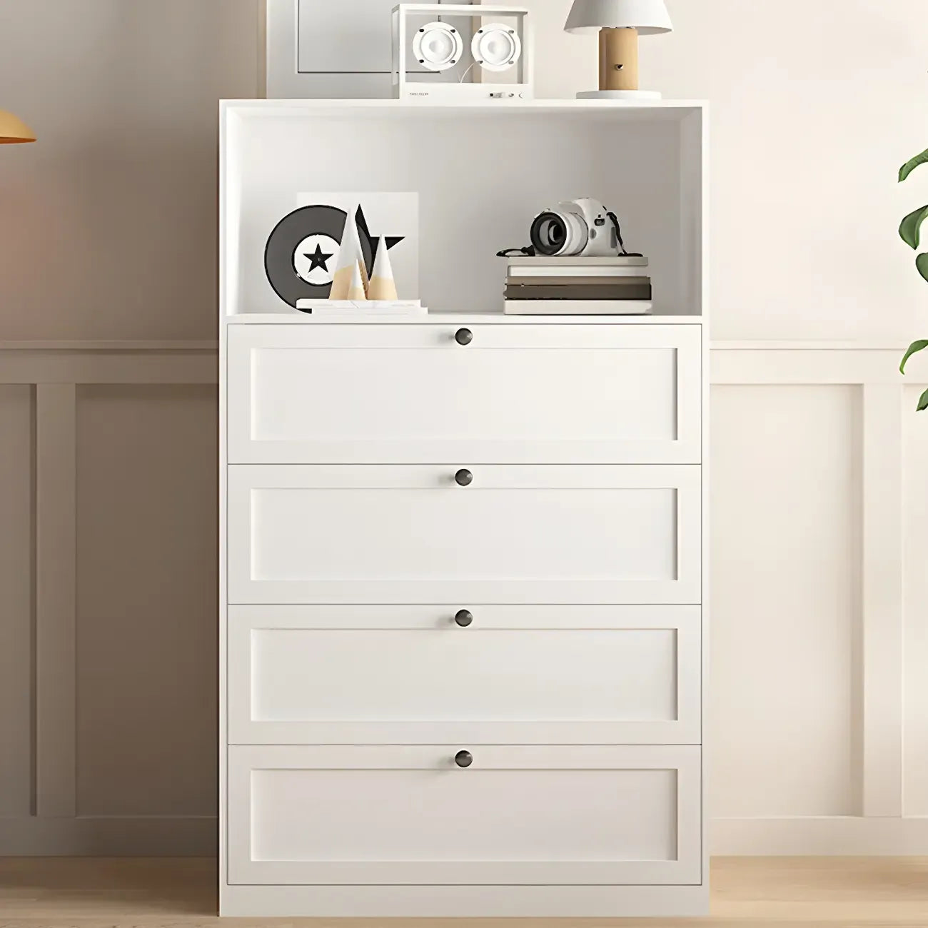 Commodes et chiffonniers élégants en acier blanc avec tiroirs pour la maison