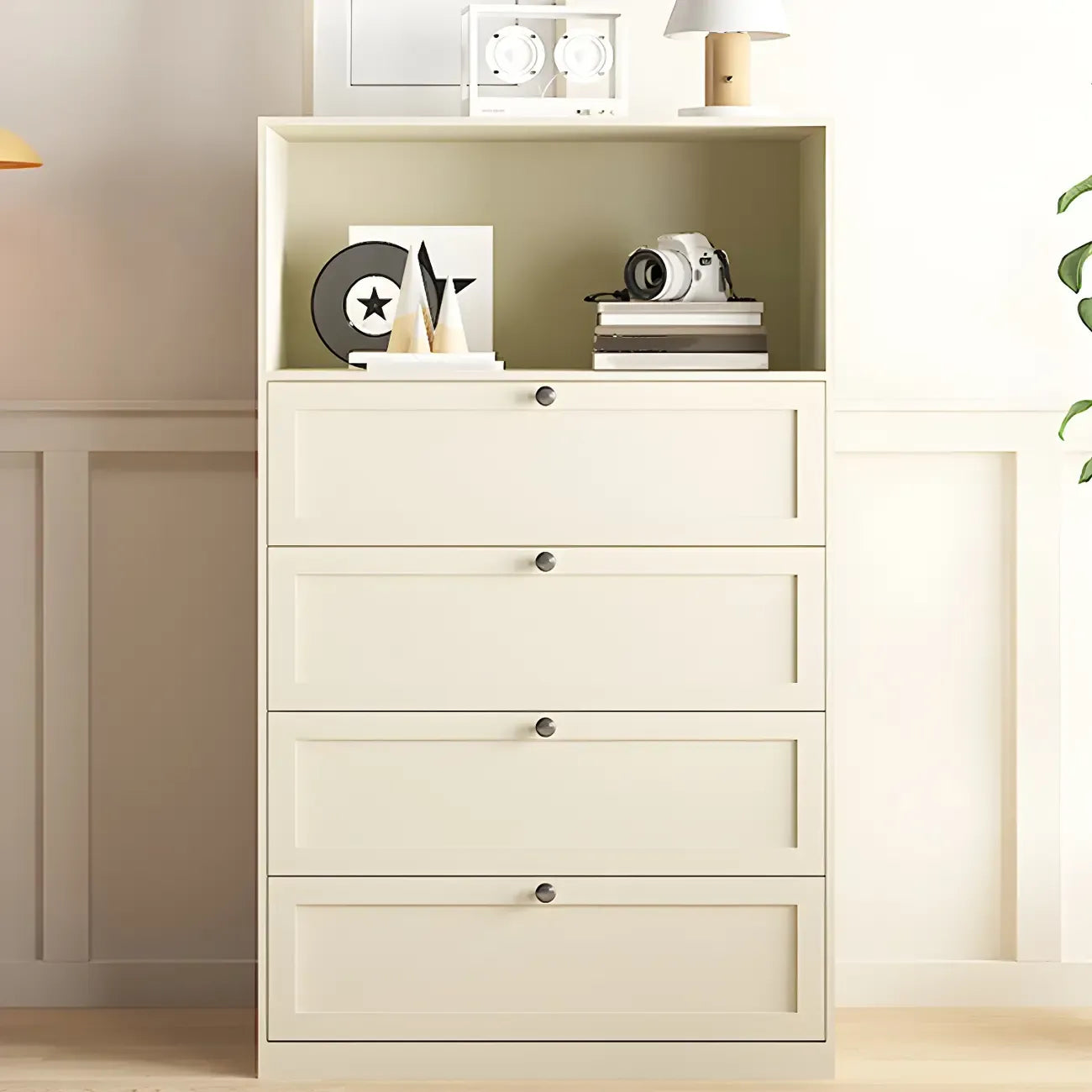 Commodes et chiffonniers élégants en acier blanc avec tiroirs pour la maison
