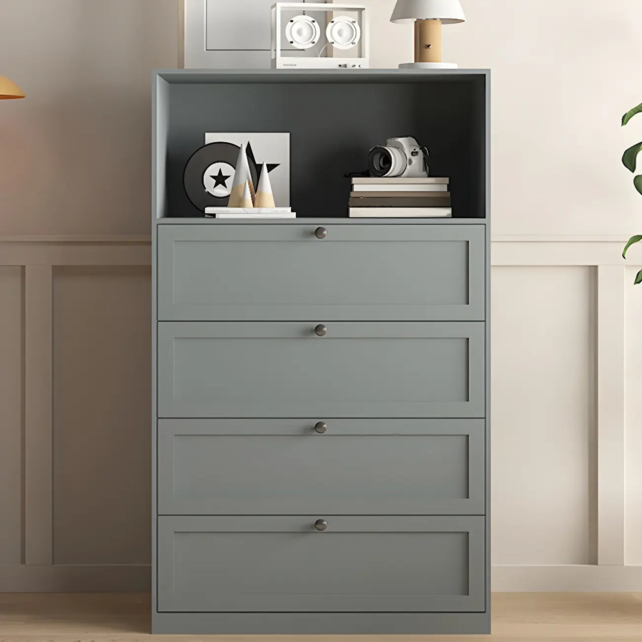 Commodes et chiffonniers élégants en acier blanc avec tiroirs pour la maison
