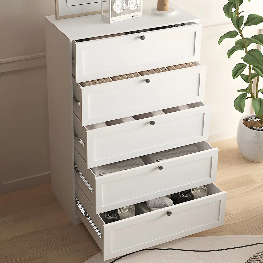 Commodes et chiffonniers élégants en acier blanc avec tiroirs pour la maison