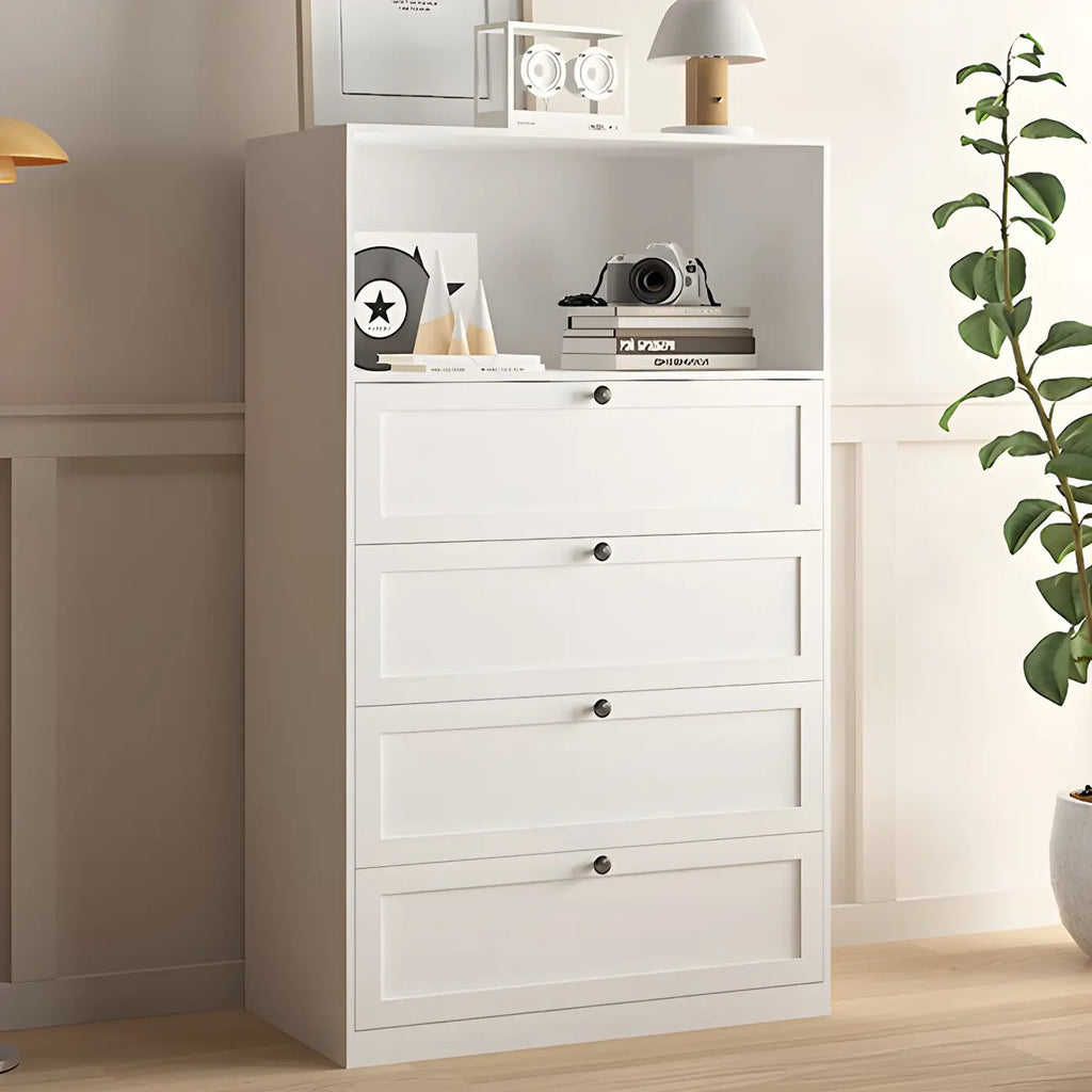Commodes et chiffonniers élégants en acier blanc avec tiroirs pour la maison