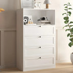 Commodes et chiffonniers élégants en acier blanc avec tiroirs pour la maison
