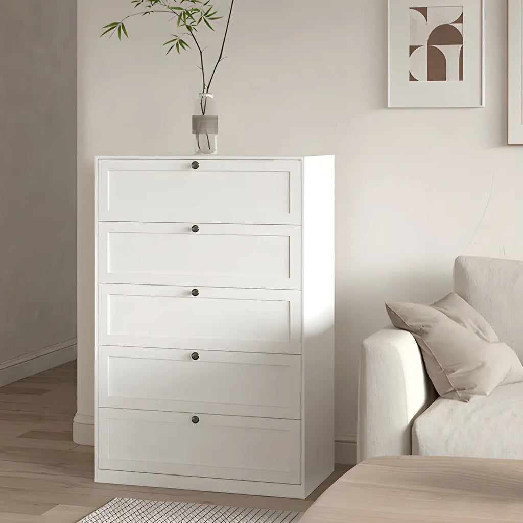 Commodes et chiffonniers élégants en acier blanc avec tiroirs pour la maison