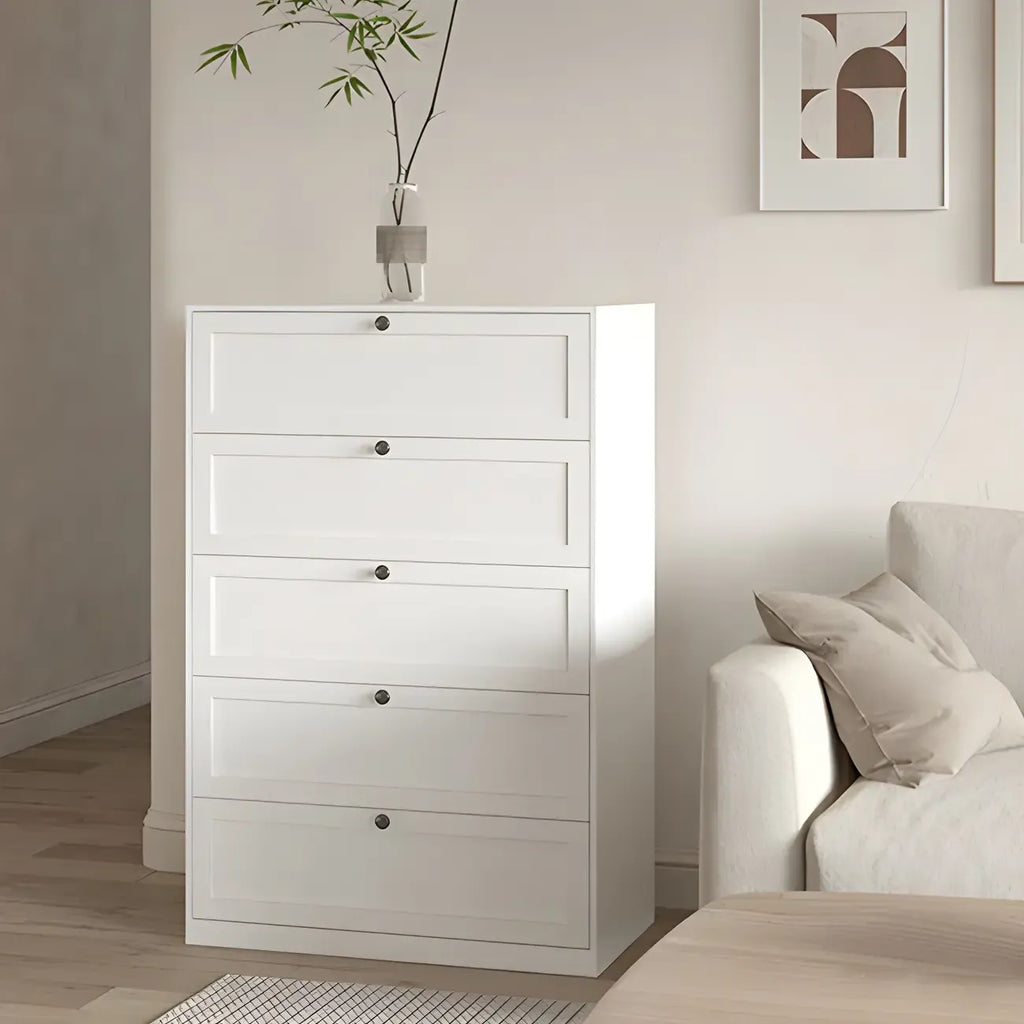 Commodes et chiffonniers élégants en acier blanc avec tiroirs pour la maison