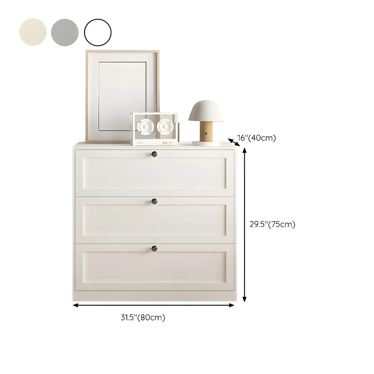 Commodes et chiffonniers élégants en acier blanc avec tiroirs pour la maison