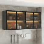 vaisselier mural gris en bois pour cuisine