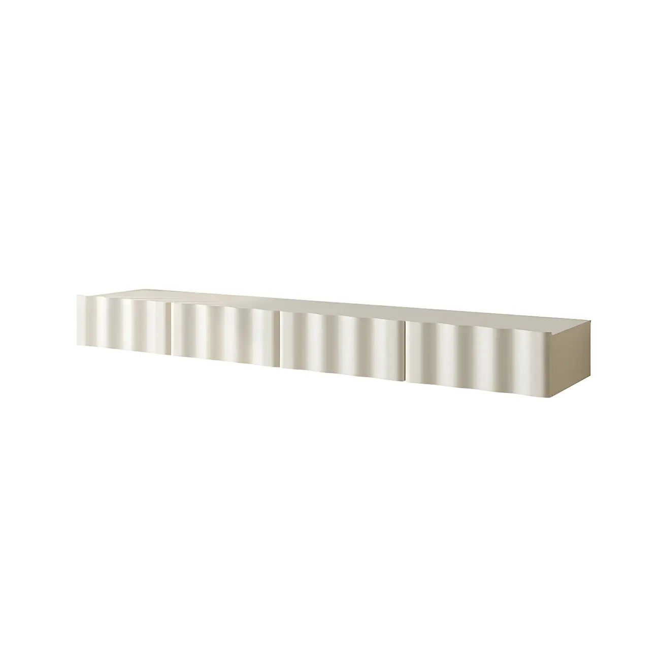 Meuble TV contemporain en bois blanc à motif vague flottante avec tiroirs