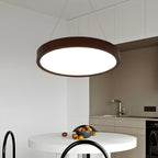 Lustre cylindrique en bois marron à LED moderne à intensité variable