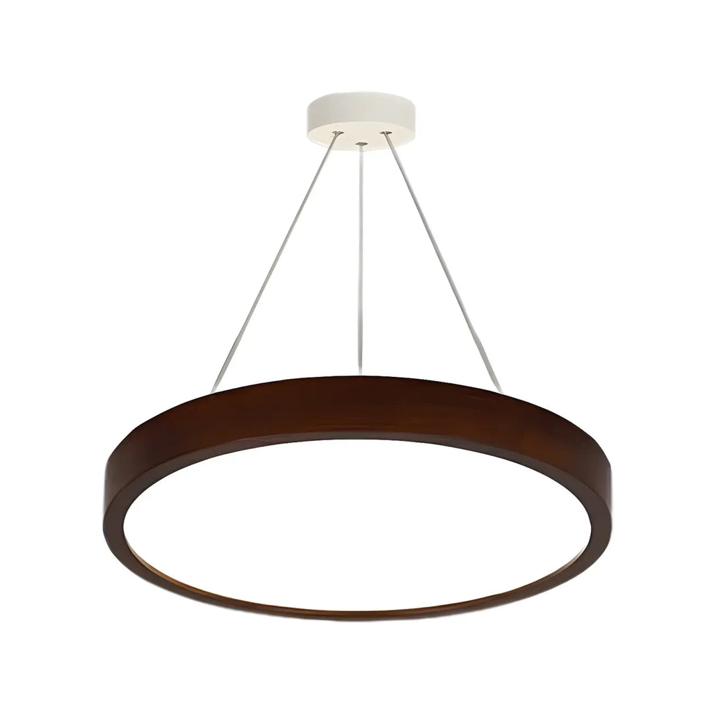 Lustre cylindrique en bois marron à LED moderne à intensité variable
