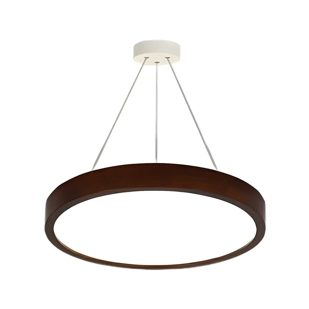 Lustre cylindrique en bois marron à LED moderne à intensité variable