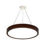 Lustre cylindrique en bois marron à LED moderne à intensité variable