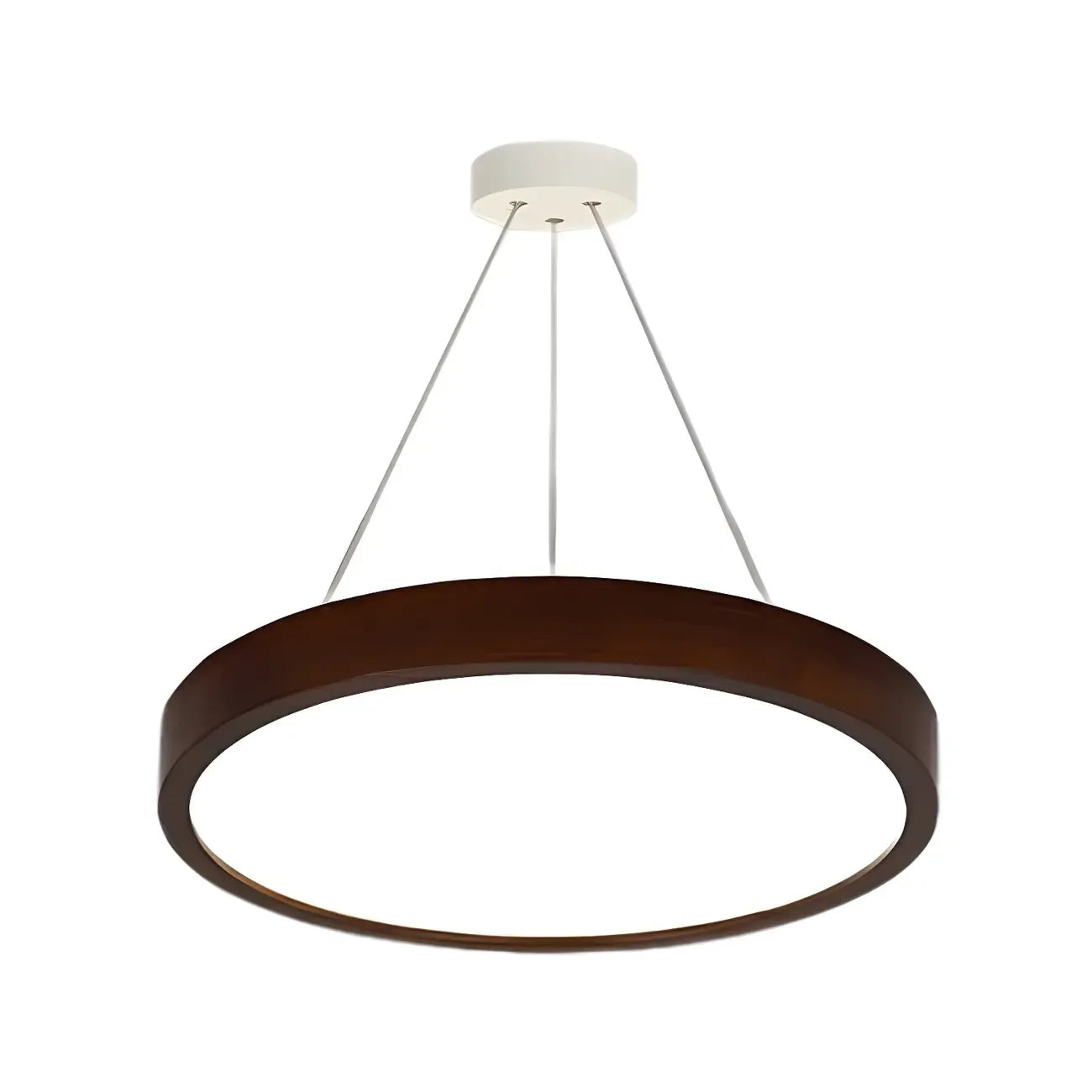 Lustre cylindrique en bois marron à LED moderne à intensité variable