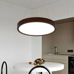 Lustre cylindrique en bois marron à LED moderne à intensité variable