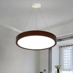 Lustre cylindrique en bois marron à LED moderne à intensité variable