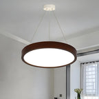 Lustre cylindrique en bois marron à LED moderne à intensité variable