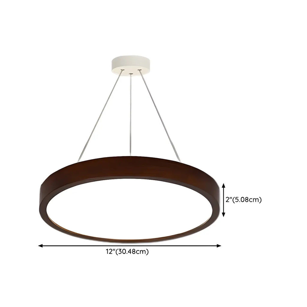 Lustre cylindrique en bois marron à LED moderne à intensité variable