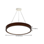 Lustre cylindrique en bois marron à LED moderne à intensité variable