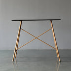 Tables de bar industrielles légères en bois noir et métal imitation bois