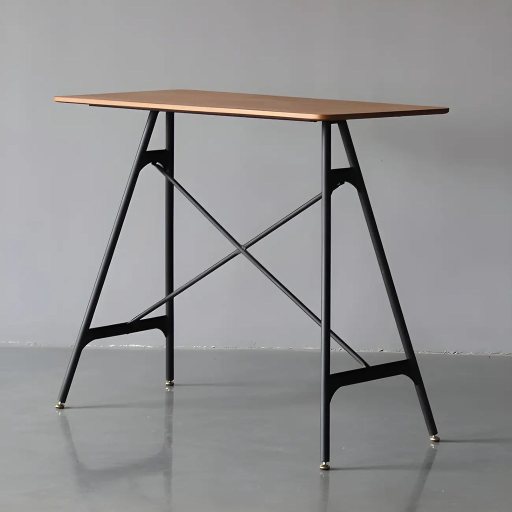Tables de bar industrielles légères en bois noir et métal imitation bois