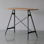 Tables de bar industrielles légères en bois noir et métal imitation bois