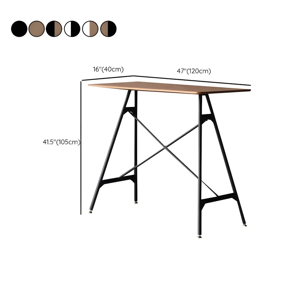 Tables de bar industrielles légères en bois noir et métal imitation bois