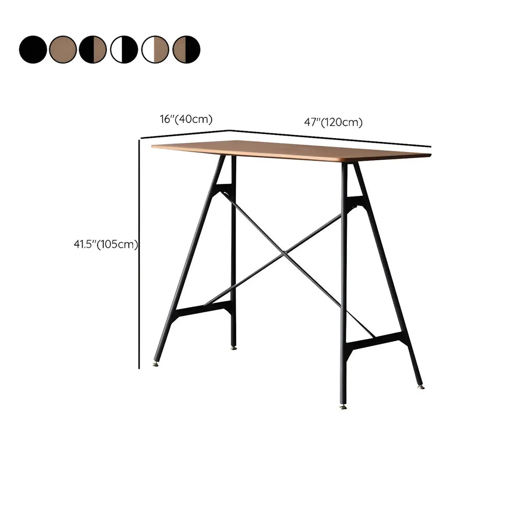 Tables de bar industrielles légères en bois noir et métal imitation bois