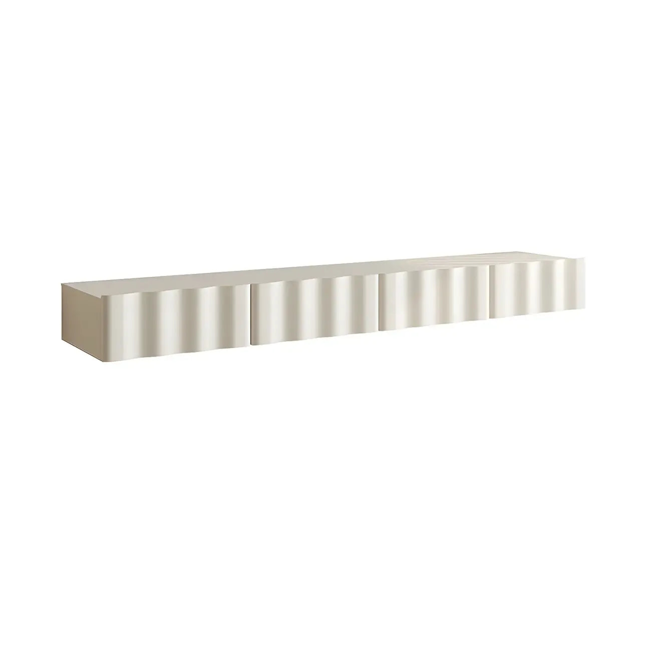 Meuble TV moderne en bois blanc texturé ondulé avec rangement