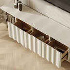 Meuble TV moderne en bois blanc texturé ondulé avec rangement