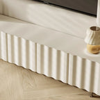 Meuble TV moderne en bois blanc texturé ondulé avec rangement