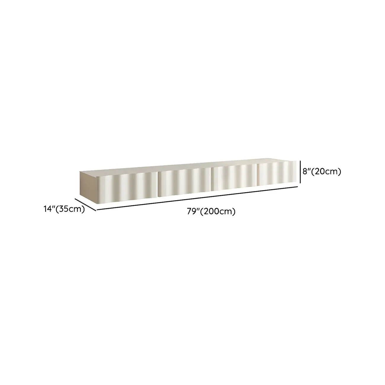 Meuble TV moderne en bois blanc texturé ondulé avec rangement