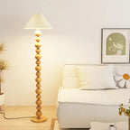 Lampadaire décoratif moderne à boules empilées avec abat-jour en tissu