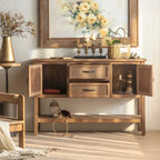 Console d'entrée rustique en bois brun avec tiroirs